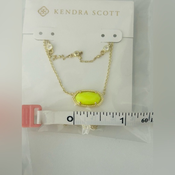 Kendra Scott Elisa Gold Necklace w/ Neon Yellow Pendant + BONUS Necklace NWT - Picture 2 of 7